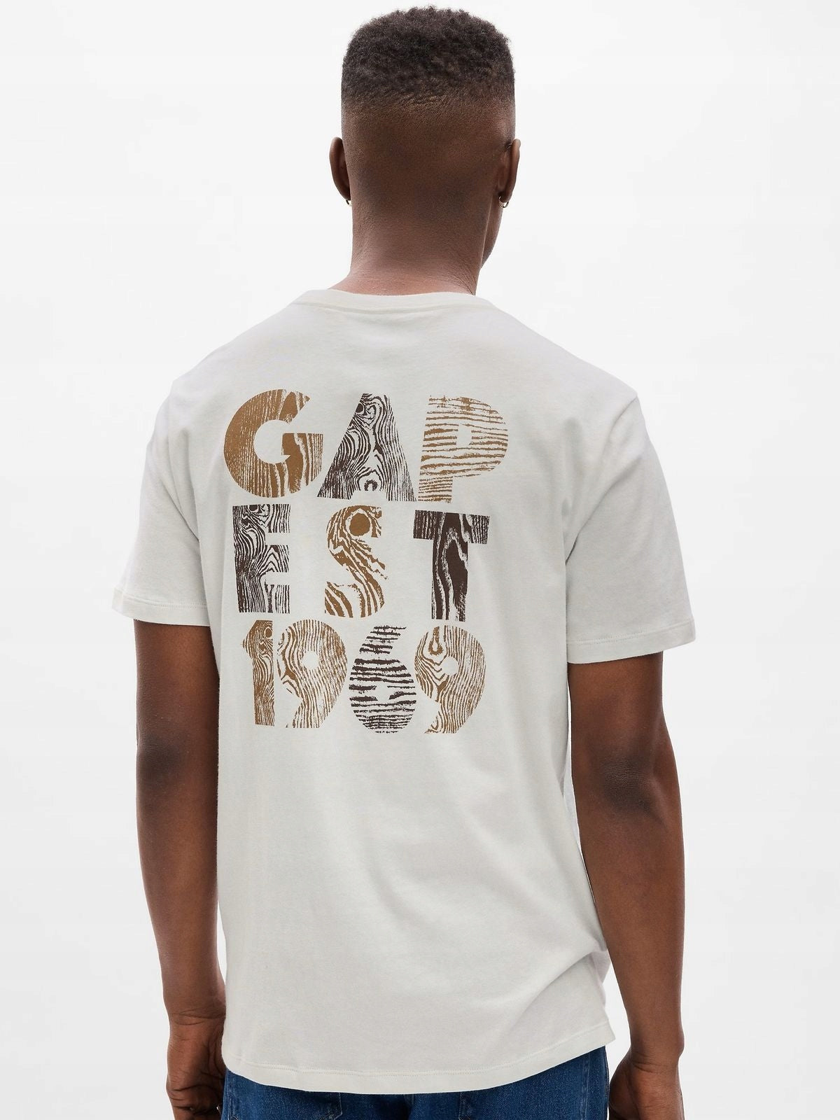 GAP Biała Koszulka Męska T-shirt z Logo na Plecach Carls Stone Gray r. S