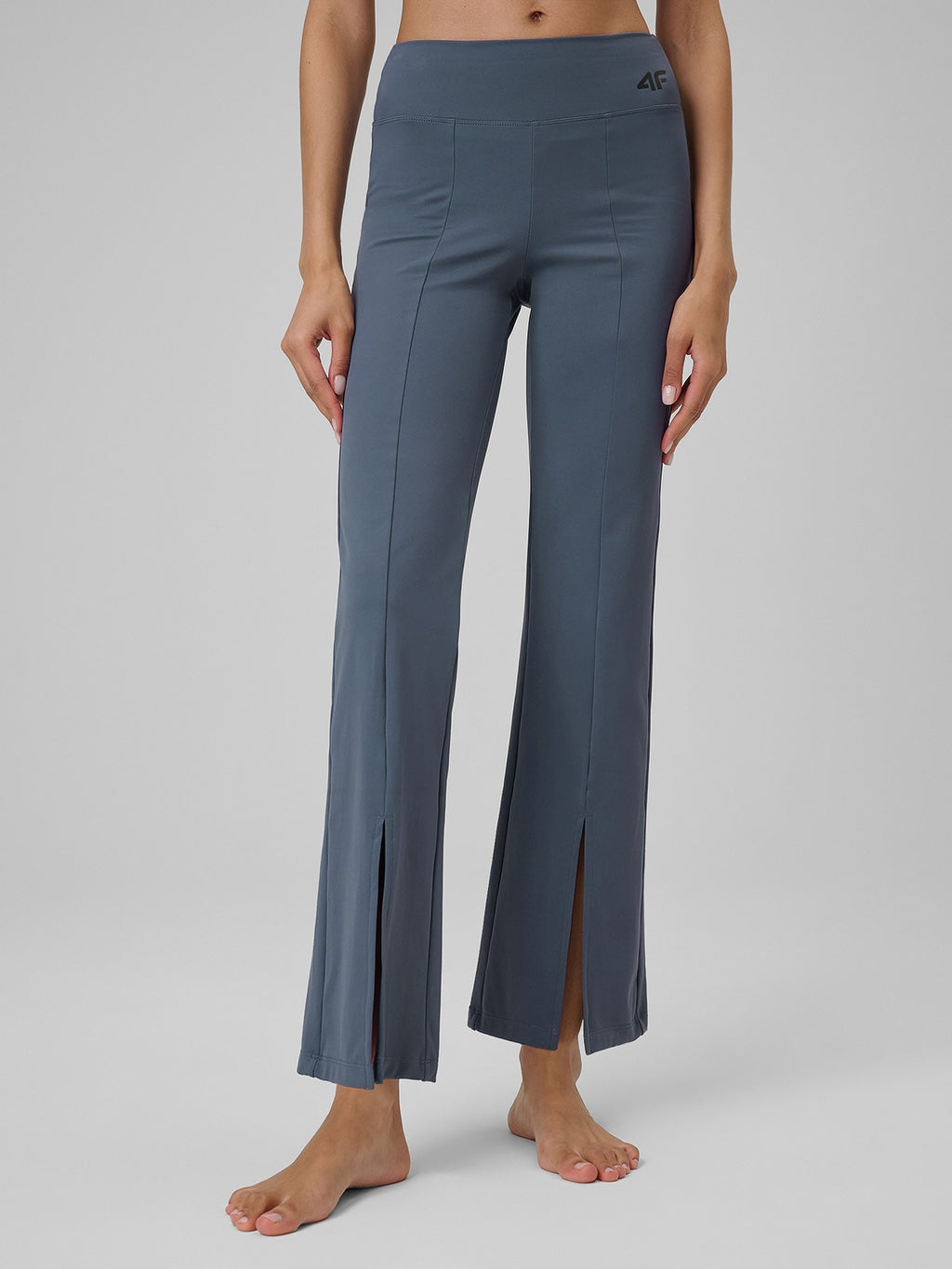 Legginsy Damskie 4F FNK F444 Sportowe Niebieskie Szybkoschnące z Rozcięciem