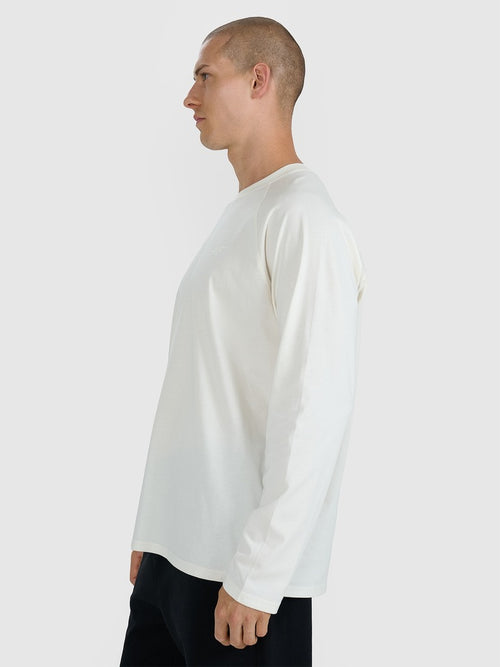 4F Bluzka Męska Ecru Długi Rękaw Longsleeve Oversize Gładka Bawłniana