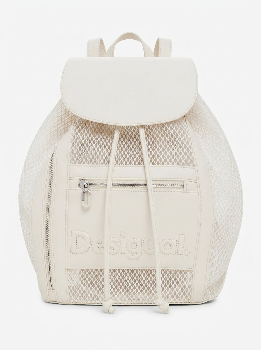 Plecak Damski Desigual Reprise Atenea Mesh Krapina 2.0 W Kolorze Ecru
