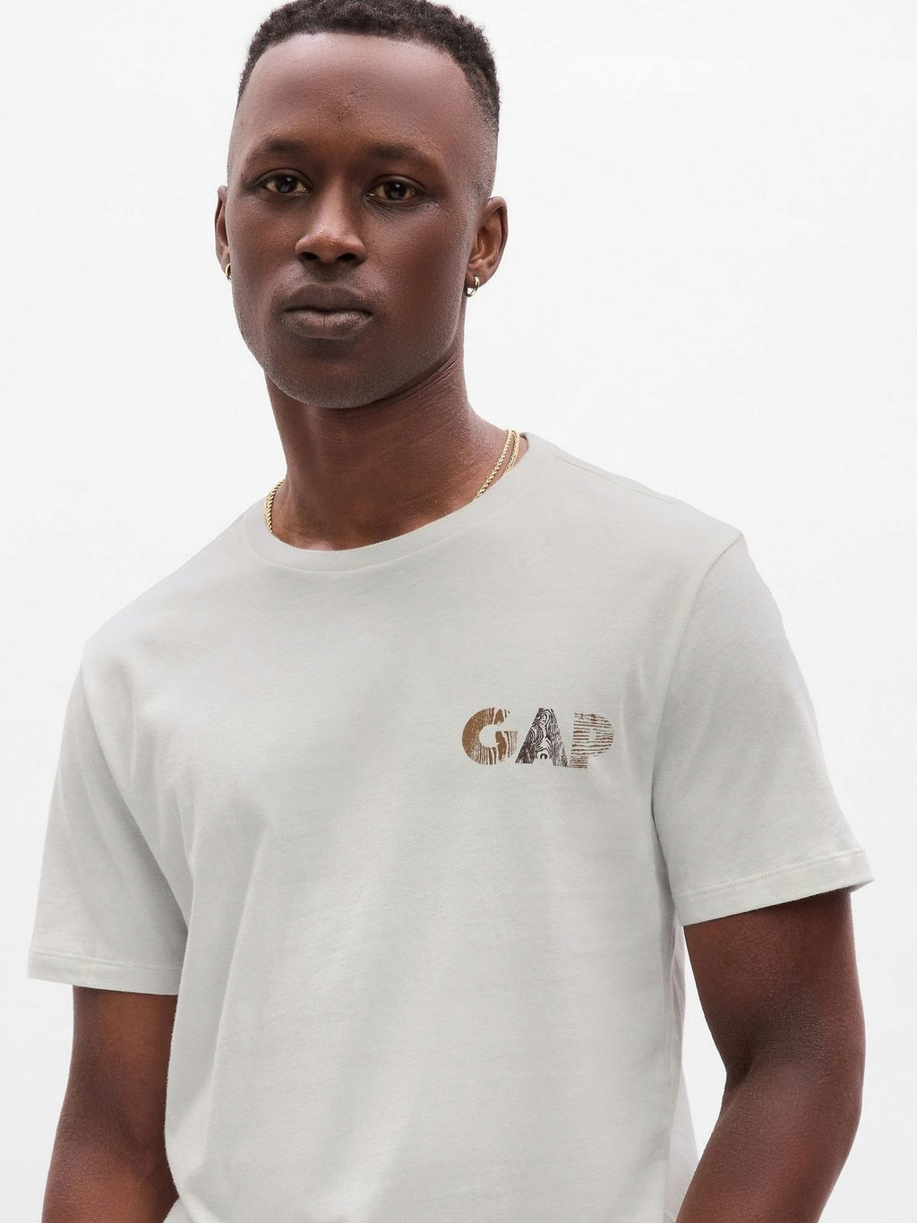 GAP Biała Koszulka Męska T-shirt z Logo na Plecach Carls Stone Gray r. S