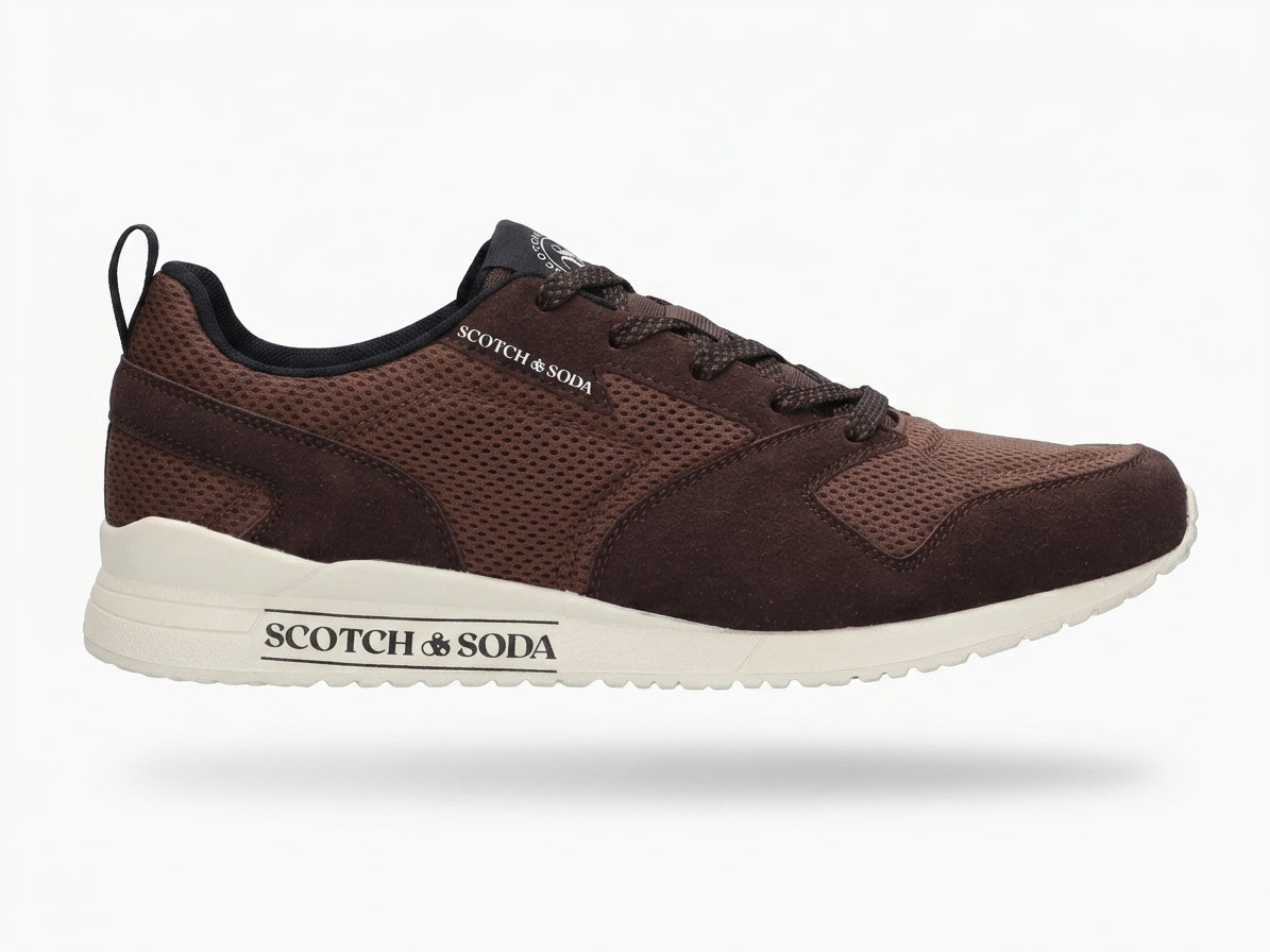 Sneakersy Męskie D69 Sportowe Scotch&Soda Brązowe Skóra