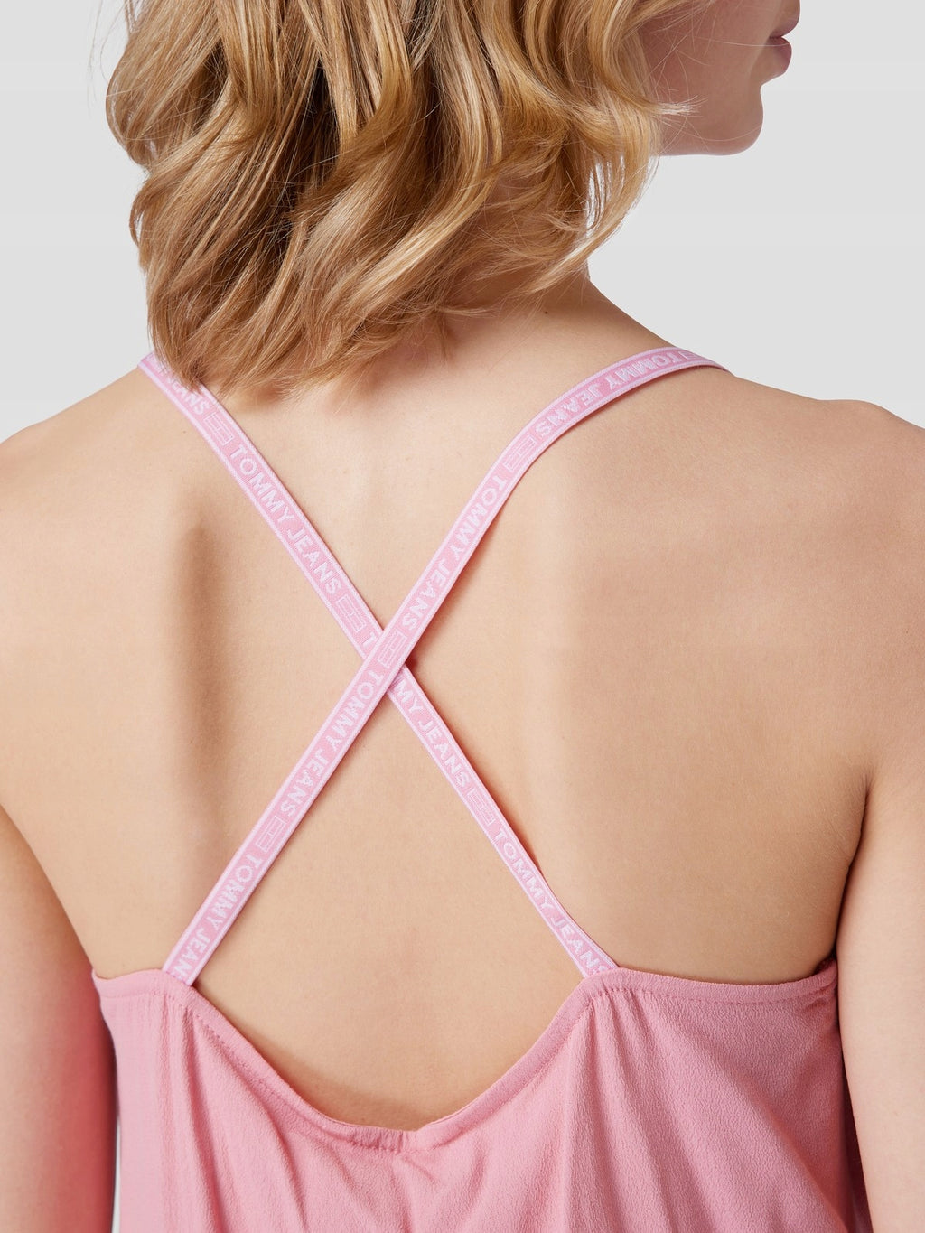 Tommy Hilfiger Różowa Bluzka Damska Wiązany Top Na Ramiączkach Logo r. XS