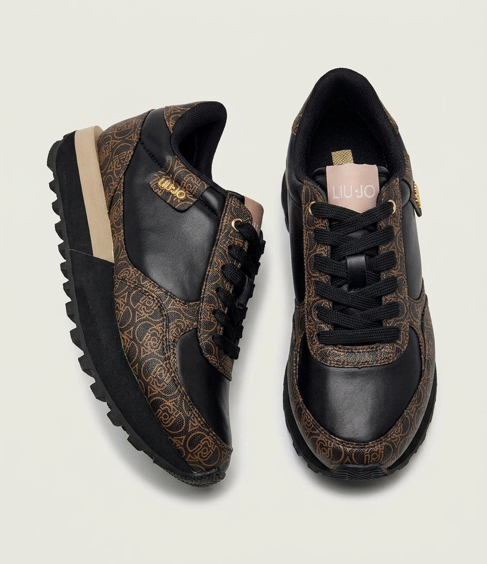 Sneakersy damskie Liu Jo BF5907 Evelyn 915 sportowe brązowe czarne