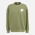 Fila Zielona Bluza Męska Przez Głowę Bez Kaptura Nadruk Logo Oversize