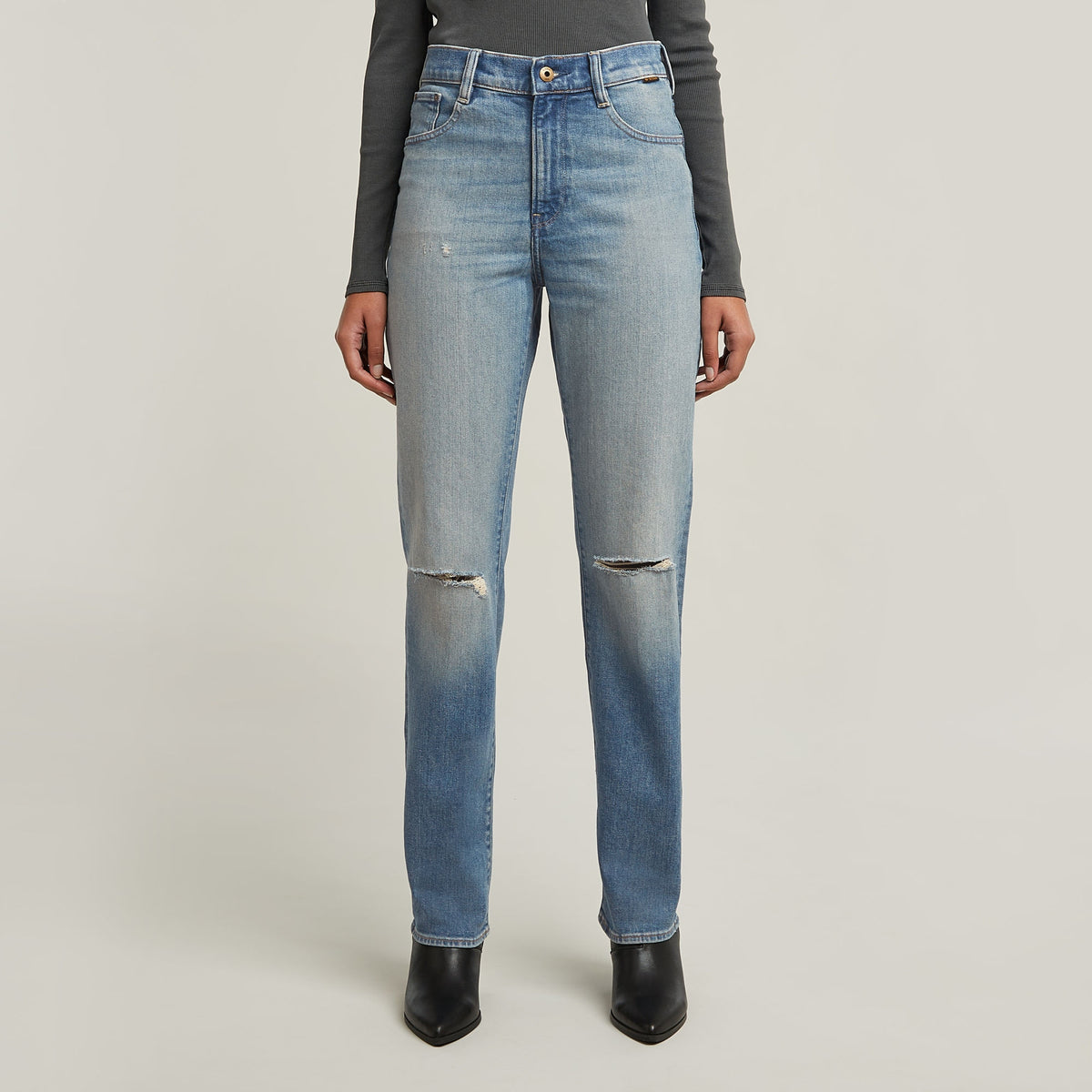 G-star Niebieskie Jeansy Damskie Viktoria High Straight Ripped r.29/