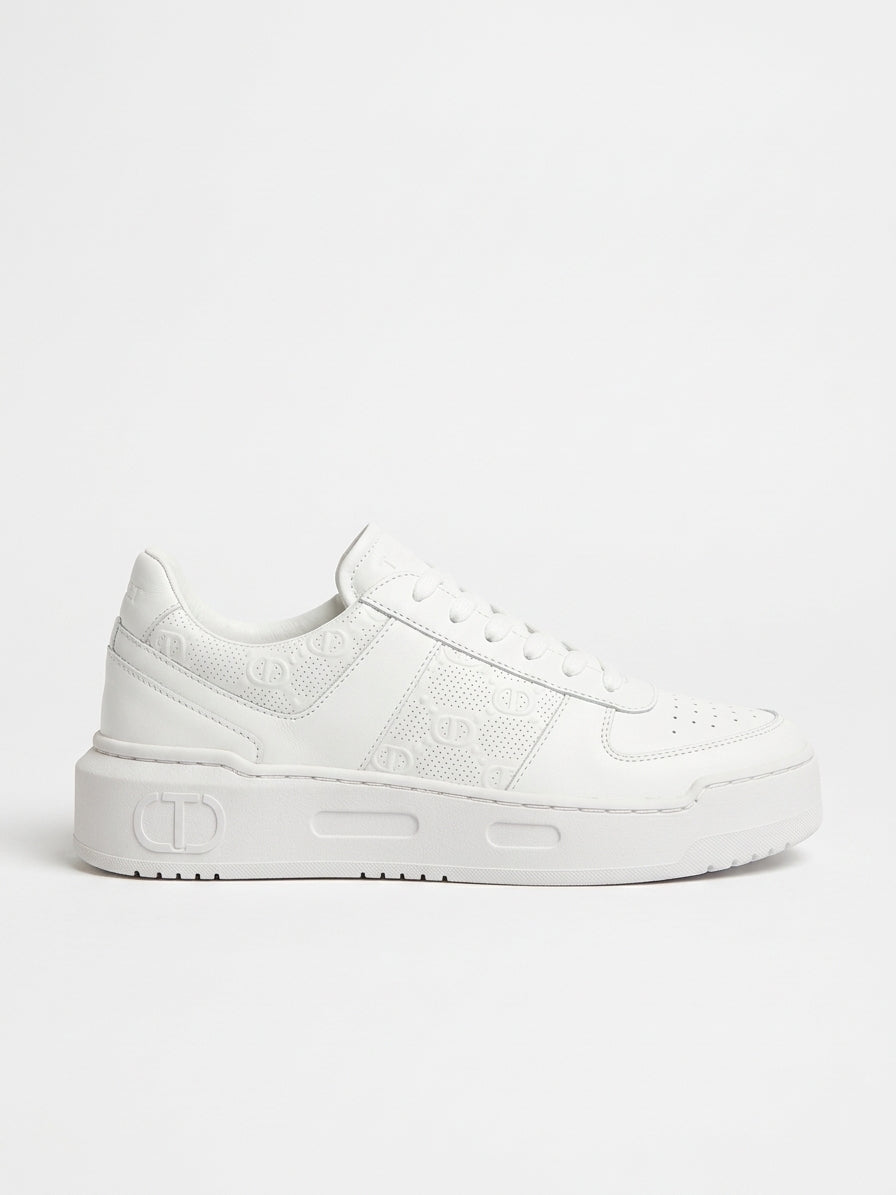 Klasyczne Skórzane Buty Damskie Twinset Milano Bianco Białe