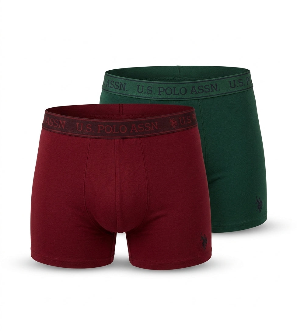 bokserki U.S. Polo Assn. 2pak ciemna zieleń/bordo
