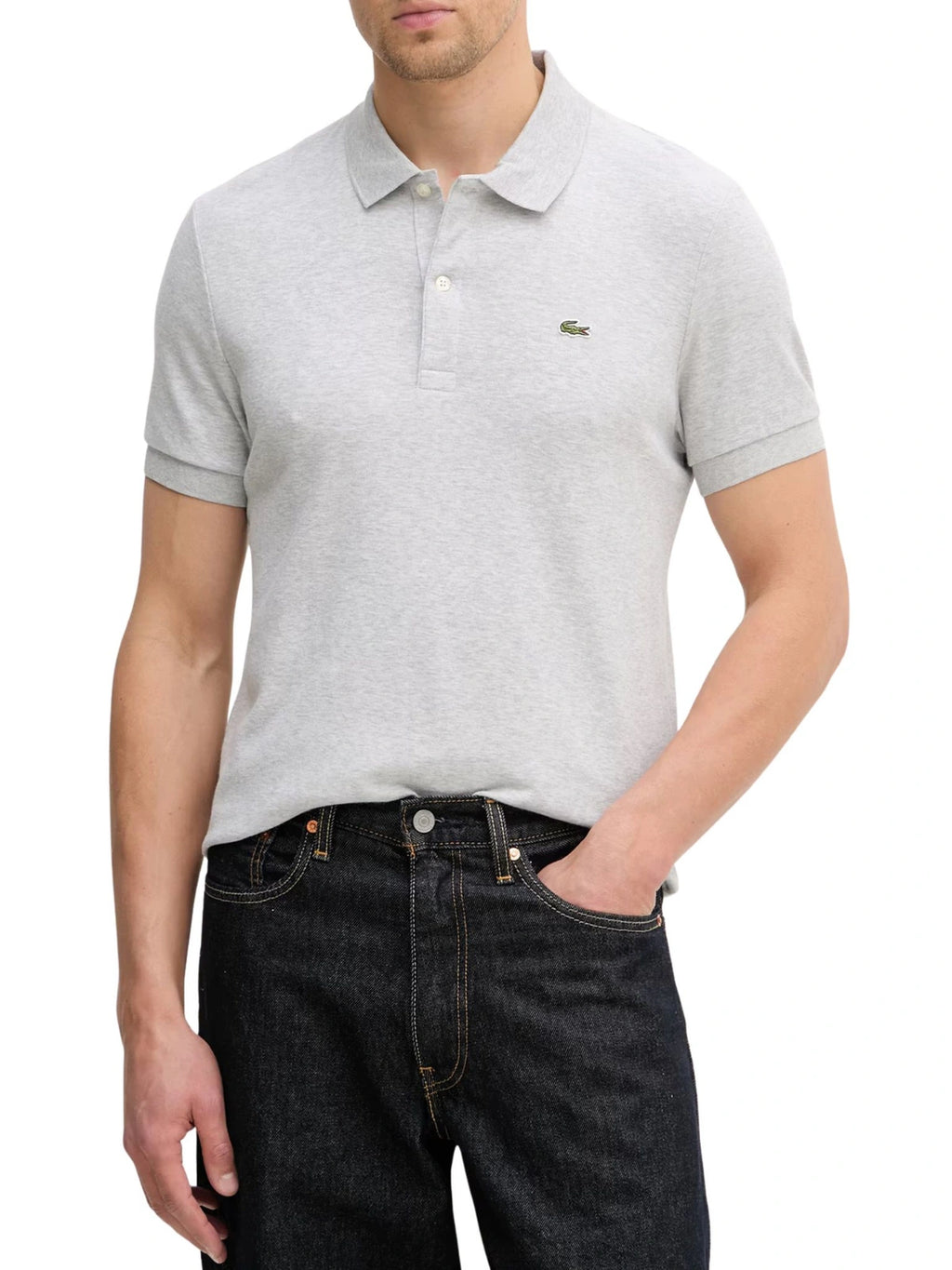 Polo Męskie Lacoste DH2050 Szare Krótki Rękaw Regular Fit