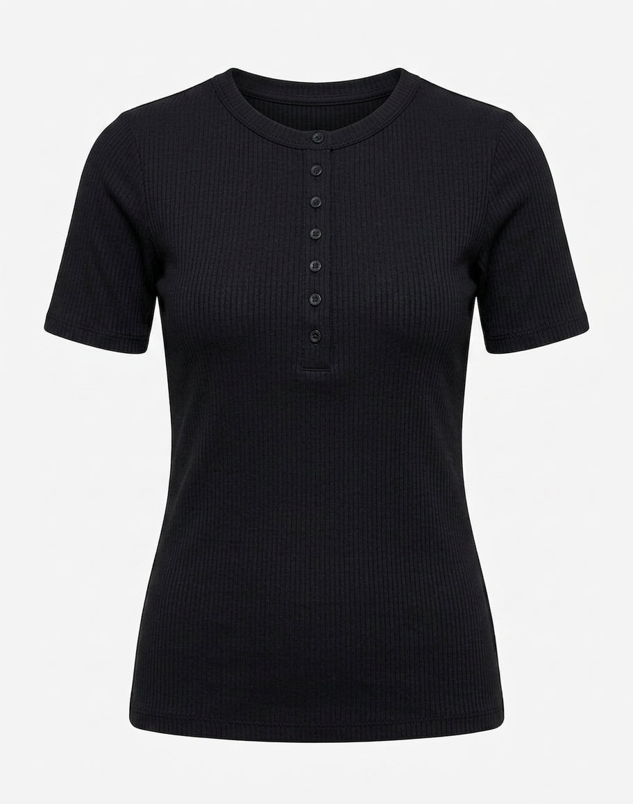 T-shirt Damski Czarny Krótki Rękaw Klasyczny Wrangler Dzianina