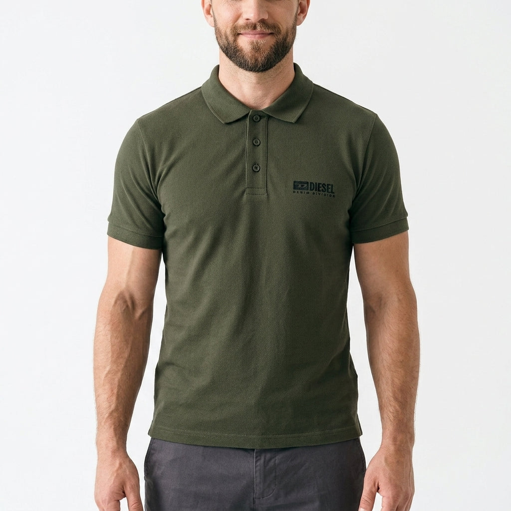 Polo Męskie Karl Lagerfeld A2M17094 Casual Zielone Krótki Rękaw