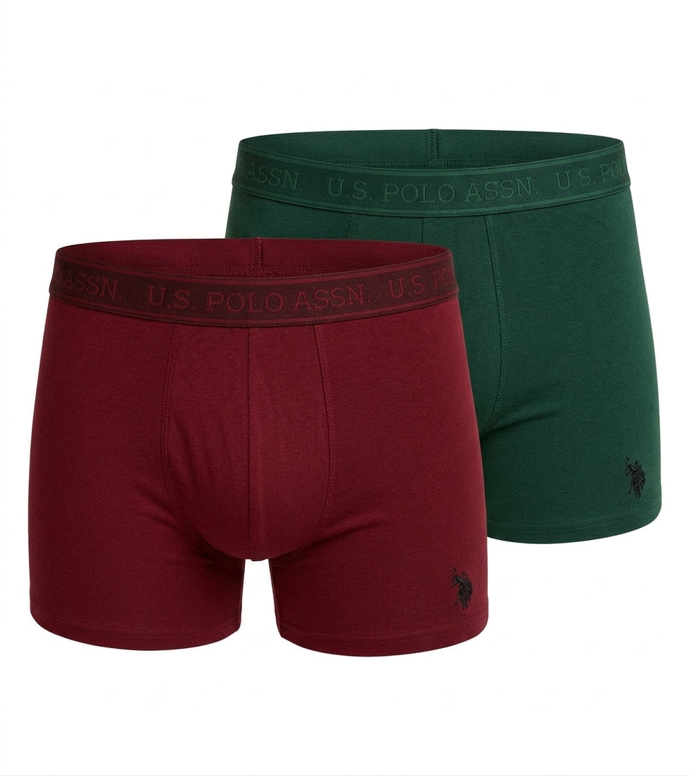 bokserki męskie U.S. Polo Assn. Premium 2pak ciemna zieleń/bordo