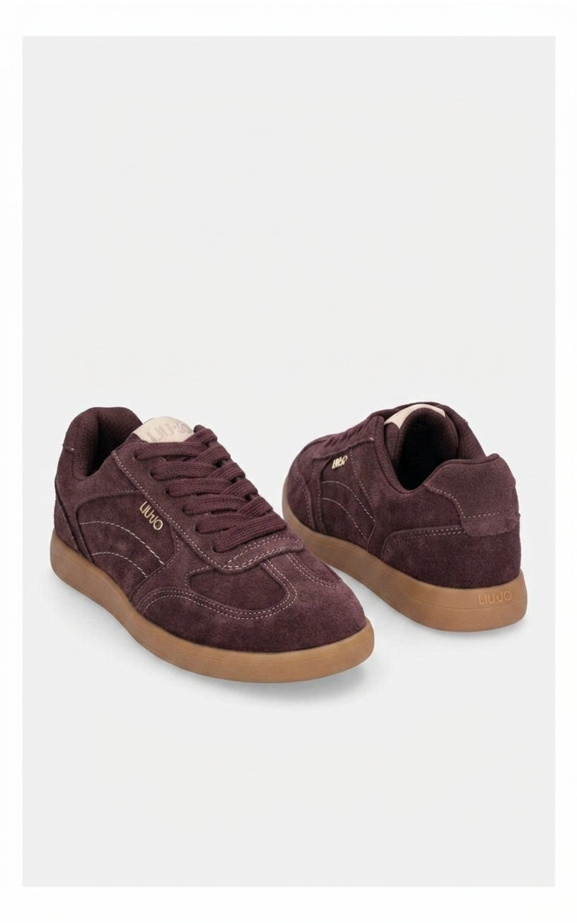 Sneakersy Damskie Liu Jo CONNOR 01 Sportowe Bordowe Zamszowe