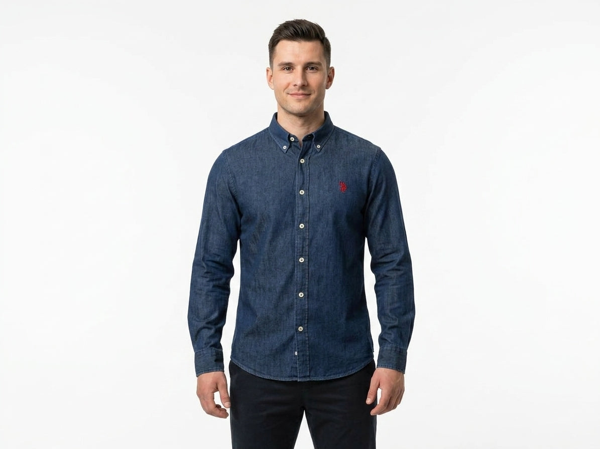 Koszula Męska U.S Polo Assn Jeansowa Granat Slim Fit