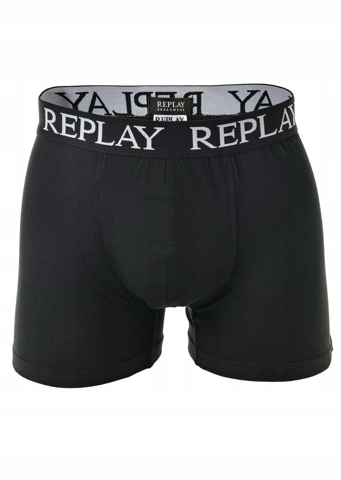 REPLAY Czarne Bokserki Męskie 3-pack Skinny Fit Pasek Logo Dopasowane r.M