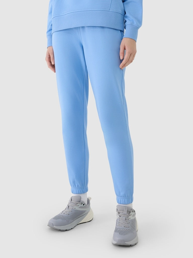4F Niebieski Komplet Damski Bluza Spodnie Sportowy Bawełniany Bez Kaptura