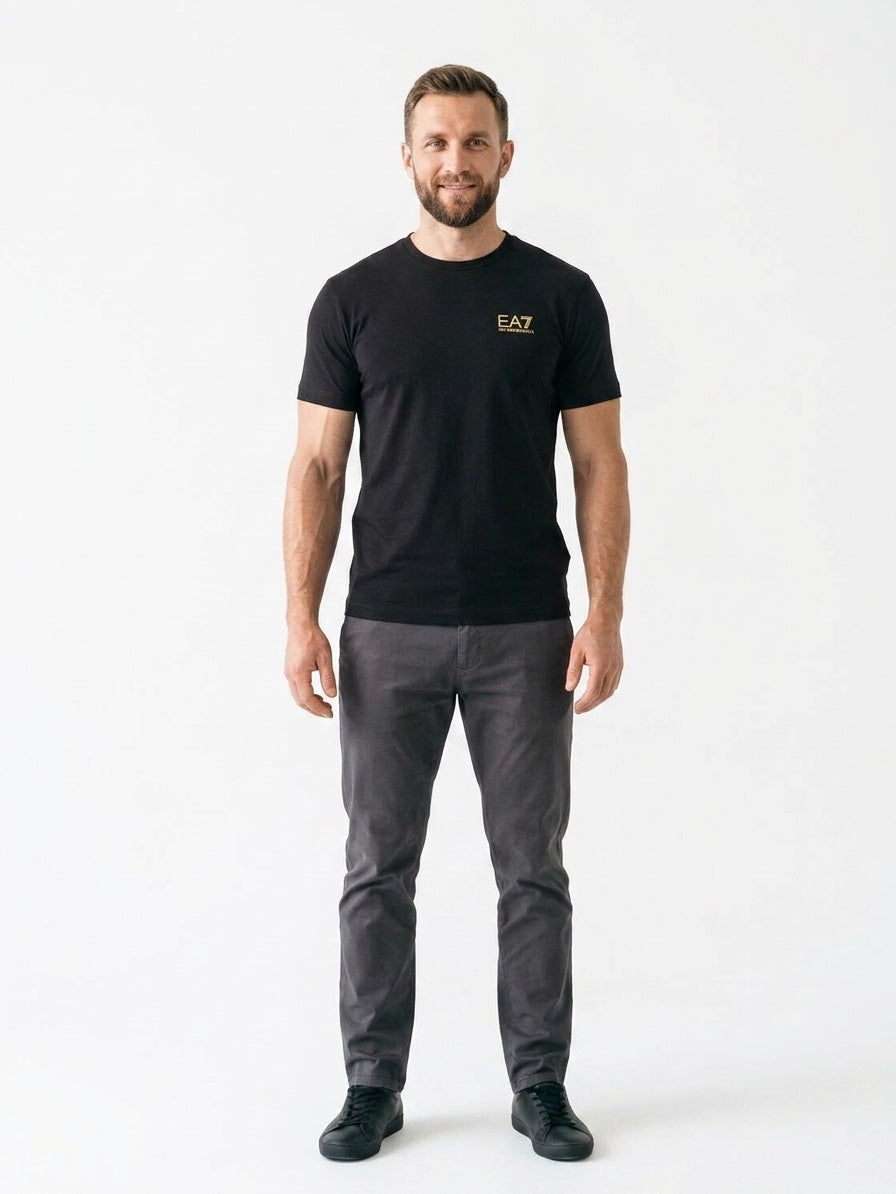 T-shirt Męski EA7 8NPT25 PJVPZ Sportowy Czarny Regular Fit