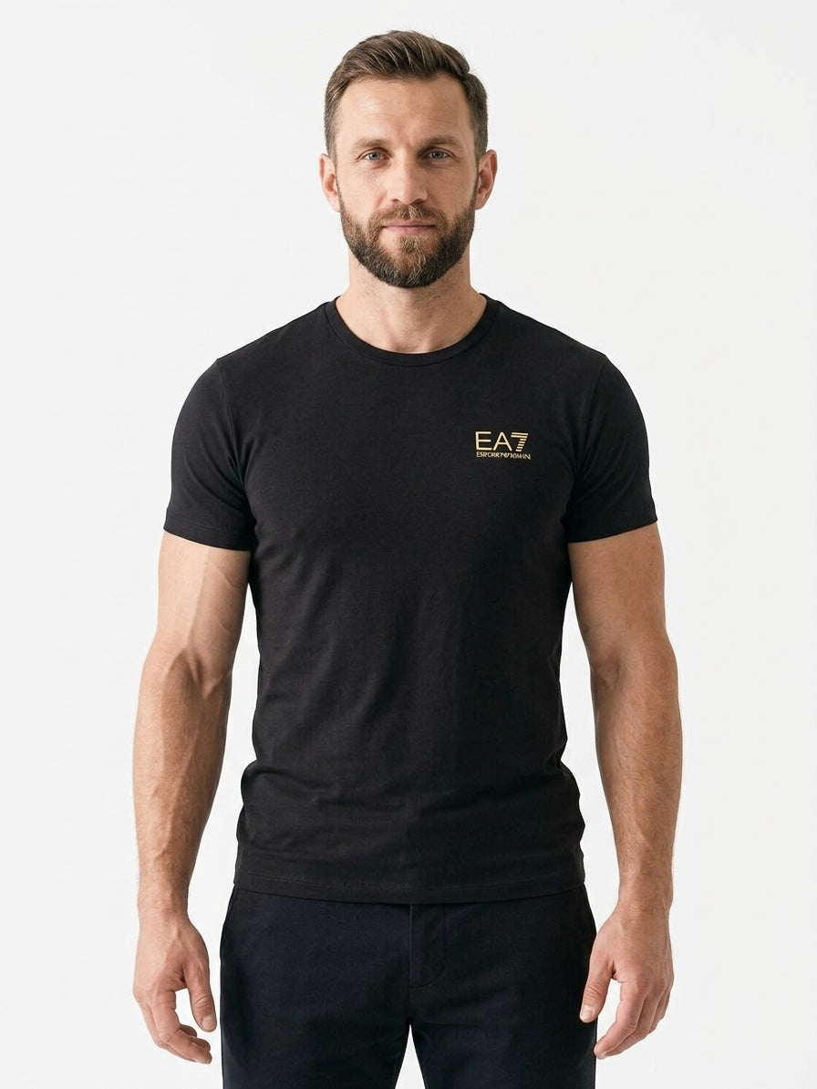 T-shirt Męski EA7 8NPT25 PJVPZ Sportowy Czarny Regular Fit