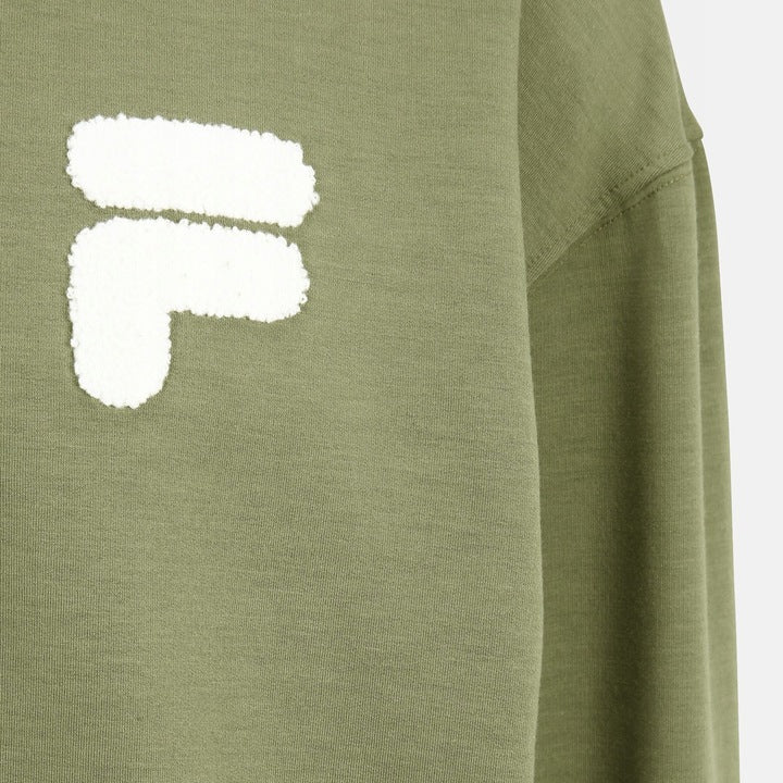 Fila Zielona Bluza Męska Przez Głowę Bez Kaptura Nadruk Logo Oversize