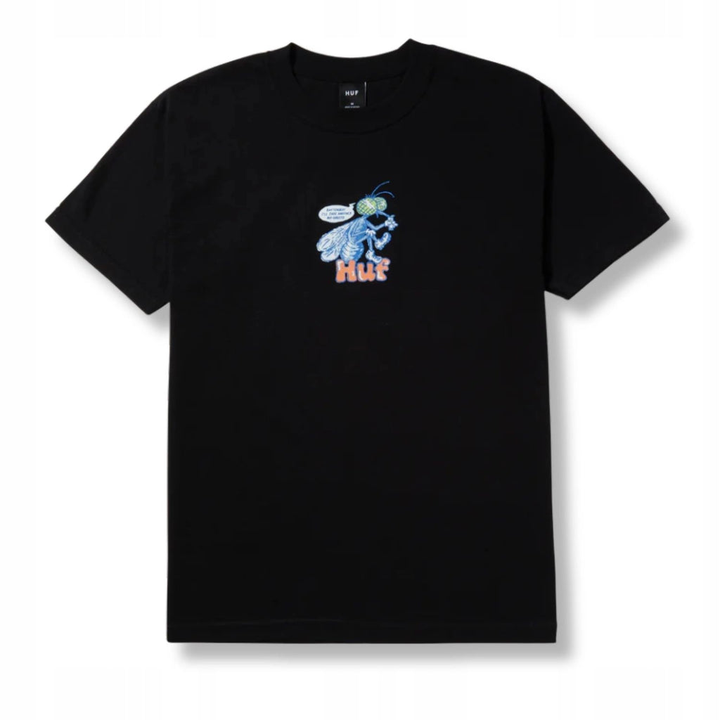 HUF Czarna Bluzka Damska T-shirt na Krótki Rękaw z Nadrukiem Bawełniana XL