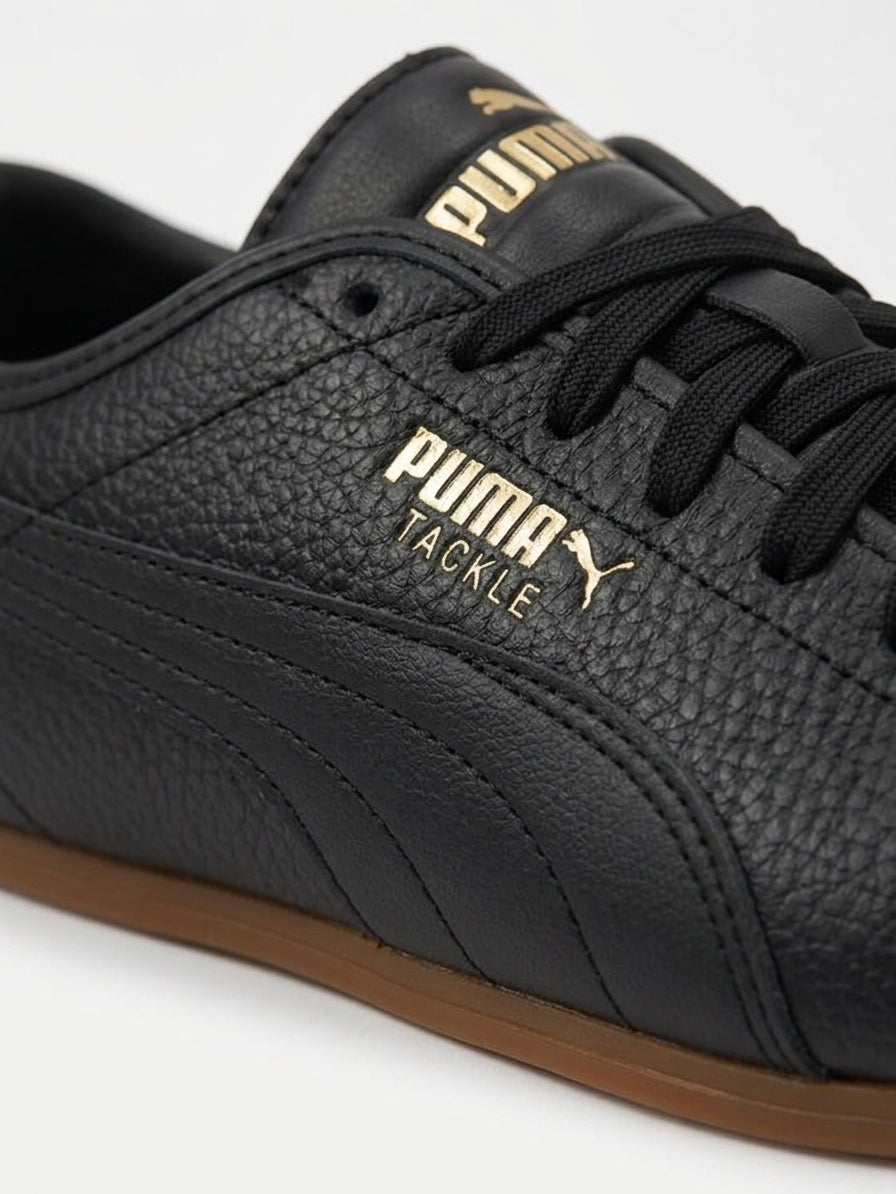 Buty Męskie Puma Tackle L Sportowe Czarne Skórzane Niskie