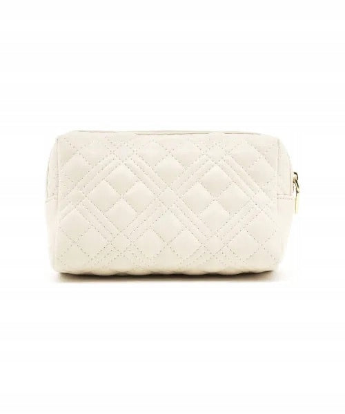 Love Moschino Beżowa Skórzana Kosmetyczka Damska z Logo Elegancka na Zamek