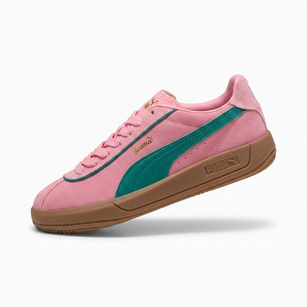 Buty Sportowe Damskie Puma Club Klassika SD Sneakers Różowe Z Zielonym