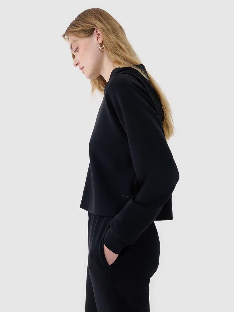 4F Czarny Komplet Damski Bluza Spodnie z Kapturem Modal Regular Fit