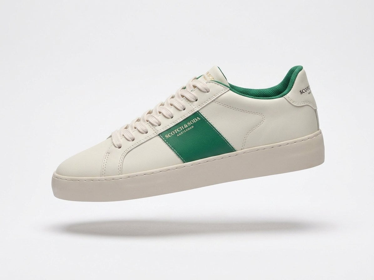 Sneakersy Męskie S159 Sportowe Kremowe Zielone Klasyczne