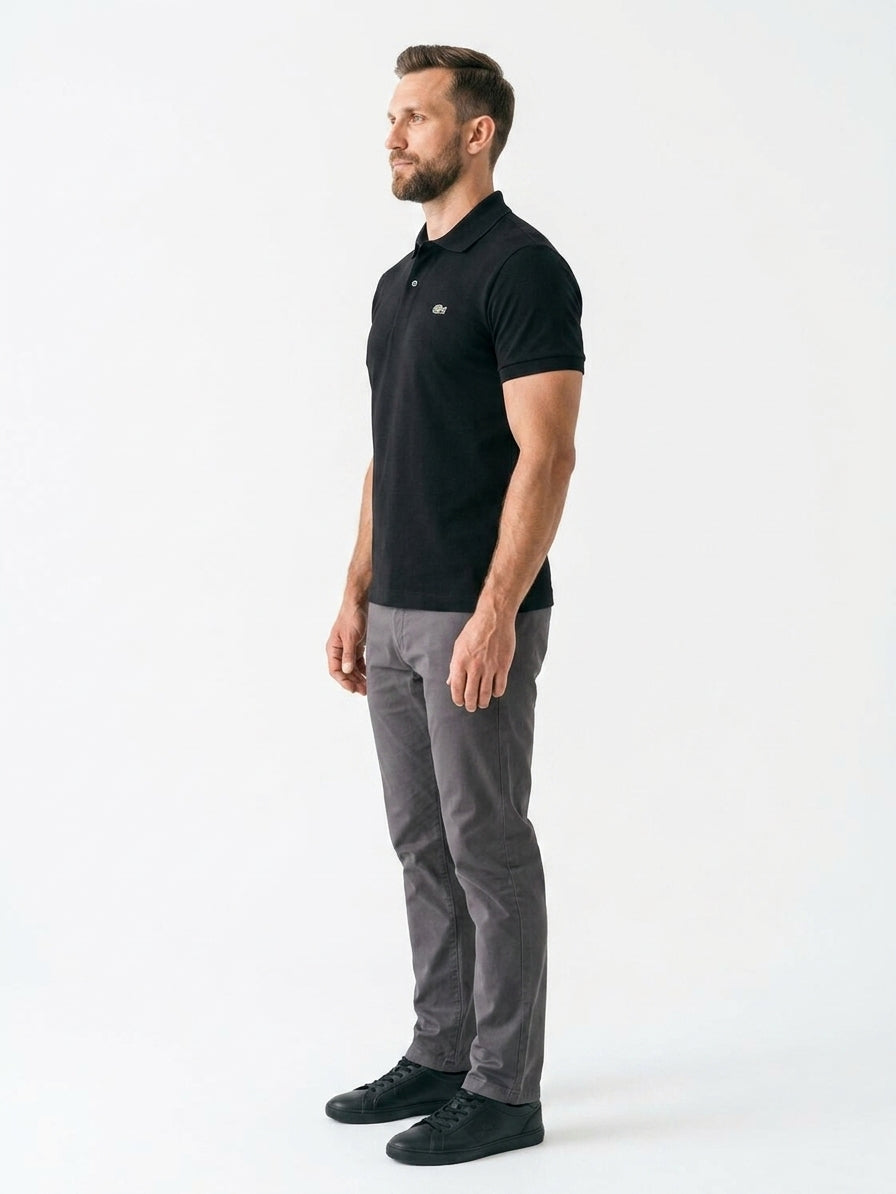 Koszulka Polo Męska Lacoste DH2050 Czarna Regular Fit Krótki Rękaw