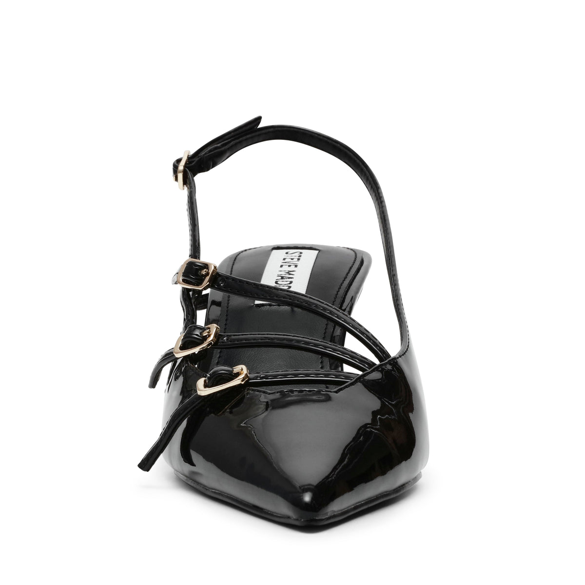 Czółenka damskie Steve Madden Liana slingback czarne lakierowane kitten heel