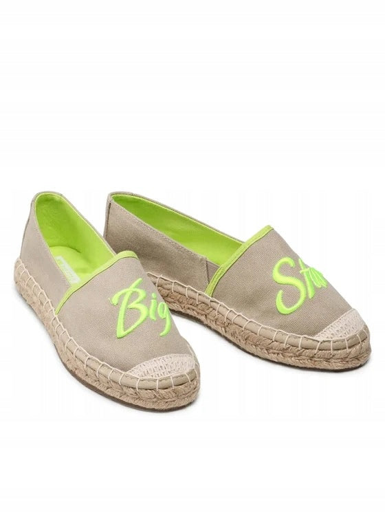 BIG STAR Espadryle Damskie Wsuwane Pleciona Podeszwa JJ274975 Camel
