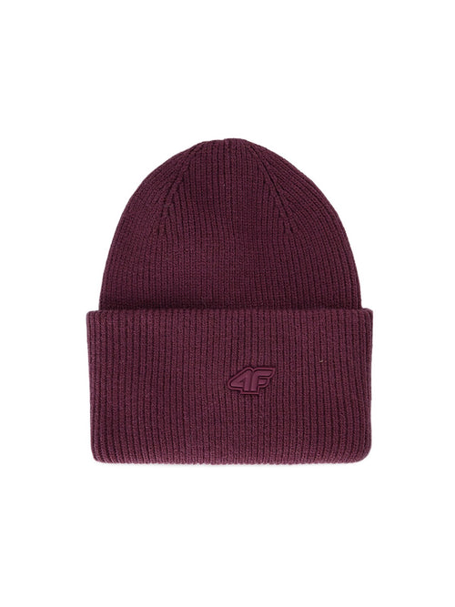4F Bordowa Czapka Zimowa Naszywka Logo Beanie Ciepła Onesize Unisex