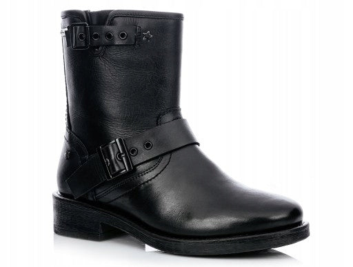 Pepe Jeans Czarne Skórzane Buty Damskie Botki za Kostkę Zapięcie Zamek r.39