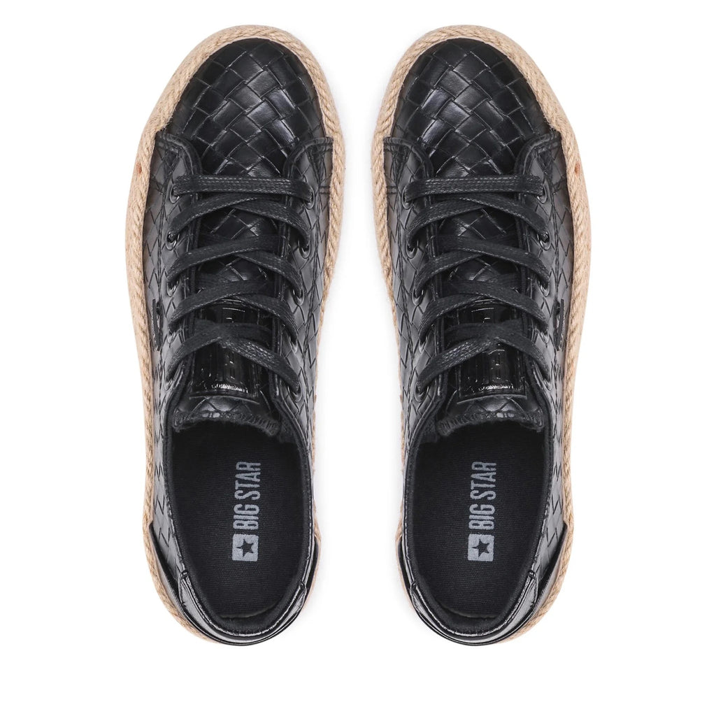 BIG STAR Buty Damskie Espadryle na Platformie Czarne JJ274396 Plecione r.38