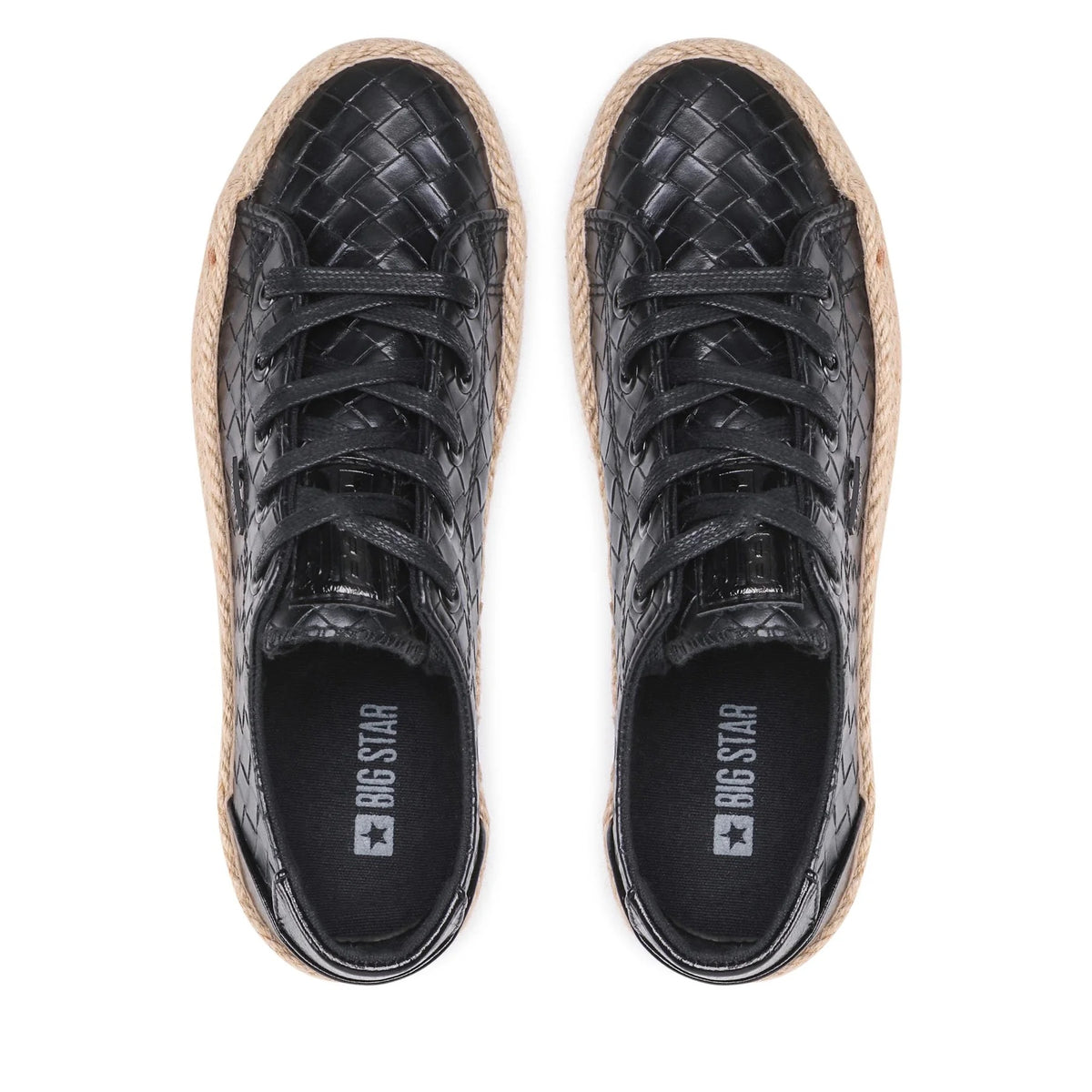 BIG STAR Buty Damskie Espadryle na Platformie Czarne JJ274396 Plecione r.38