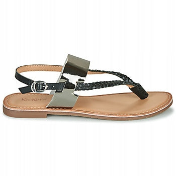 KicKers Sandały Japonki Damskie Skóra Metaliczna Letnie Esthera Noir r. 39