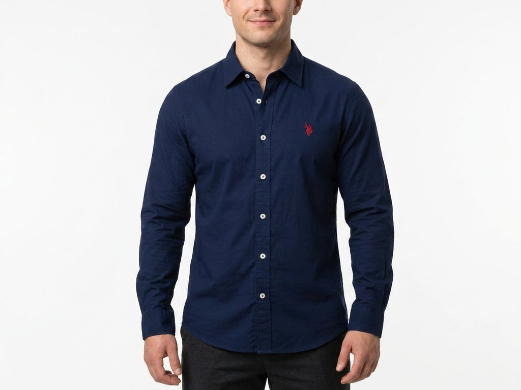 Koszulka Męska U.S. Polo Assn. Granatowa Slim Fit Gładka