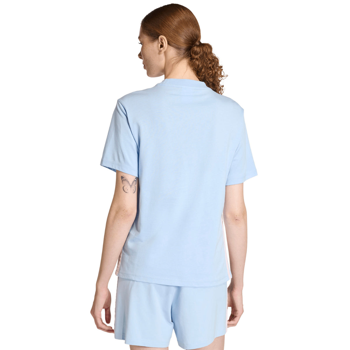 Koszulka damska adidas Essentials 3-Stripes Cotton błękitna KB7119