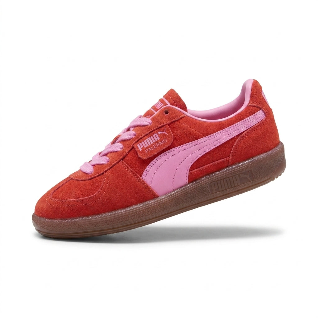 Sneakersy Damskie Puma Palermo Sportowe Czerwone Zamsz
