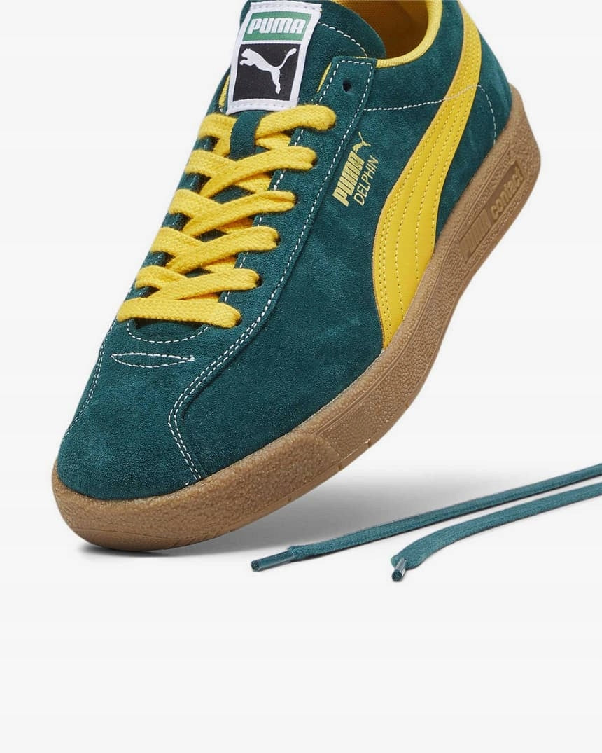 Puma Zielone Zamszowe Buty Damskie Skórzane Sportowe Sneakersy Brasil