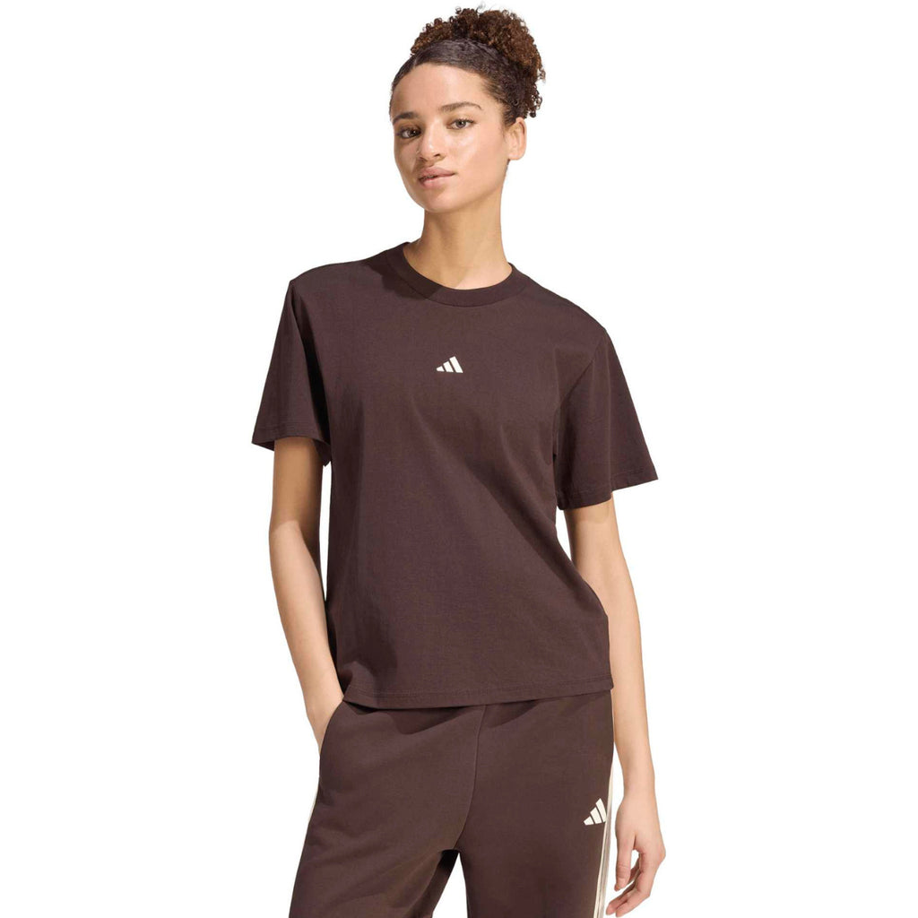 Koszulka Damska Adidas Essentials KX0795 Sportowa Brązowa Logo