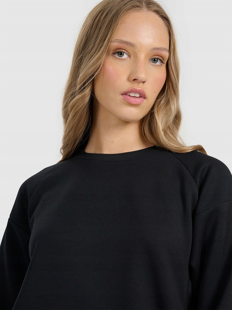 4F Czarna Bluza Damska Sportowa Przez Głowę Bez Kaptura Modal Regular Fit