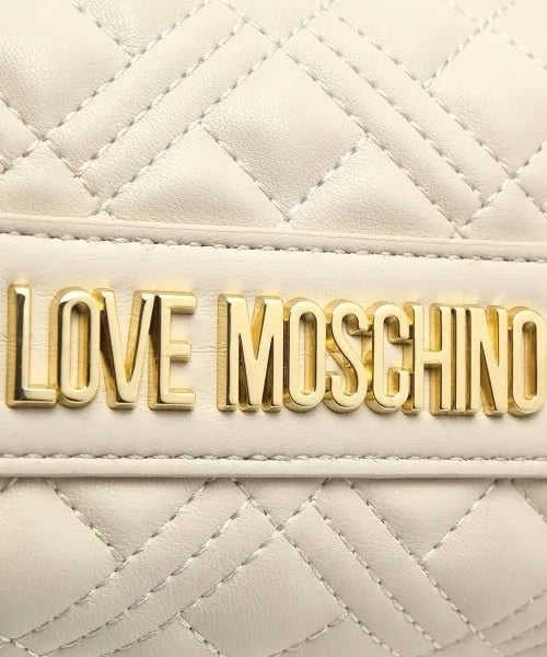 Love Moschino Beżowa Skórzana Kosmetyczka Damska z Logo Elegancka na Zamek