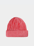 4F Malinowa Czapka Damska Zimowa w Paski Logo Beanie One Size Ocieplana