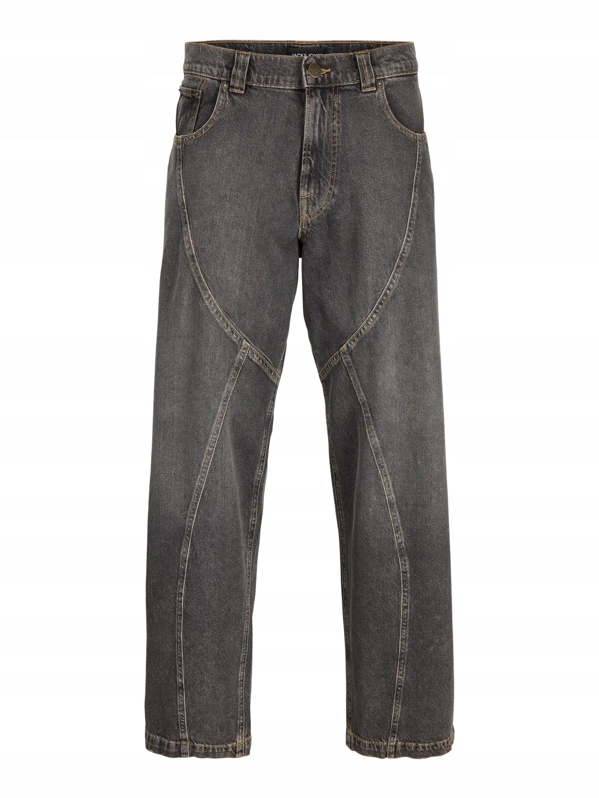 Spodnie Jeans Męskie Jack&Jones Szare Szeroka Nogawka z Przeszyciami SQ