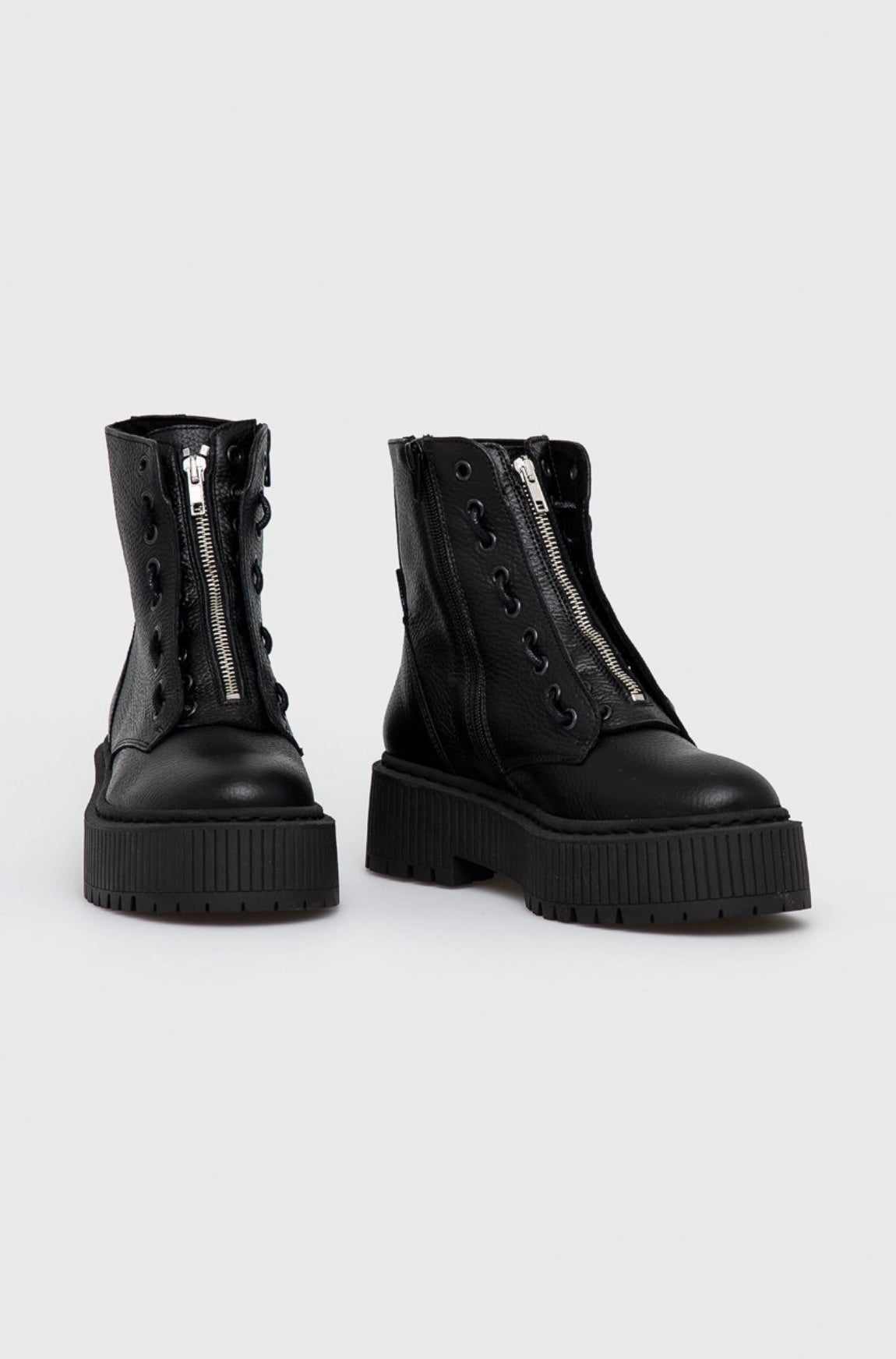 Steve Madden Czarne Skórzane Botki Na Zamek Workery Odyl Bootie Platforma
