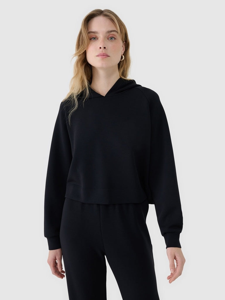 4F Czarny Komplet Damski Bluza Spodnie z Kapturem Modal Regular Fit