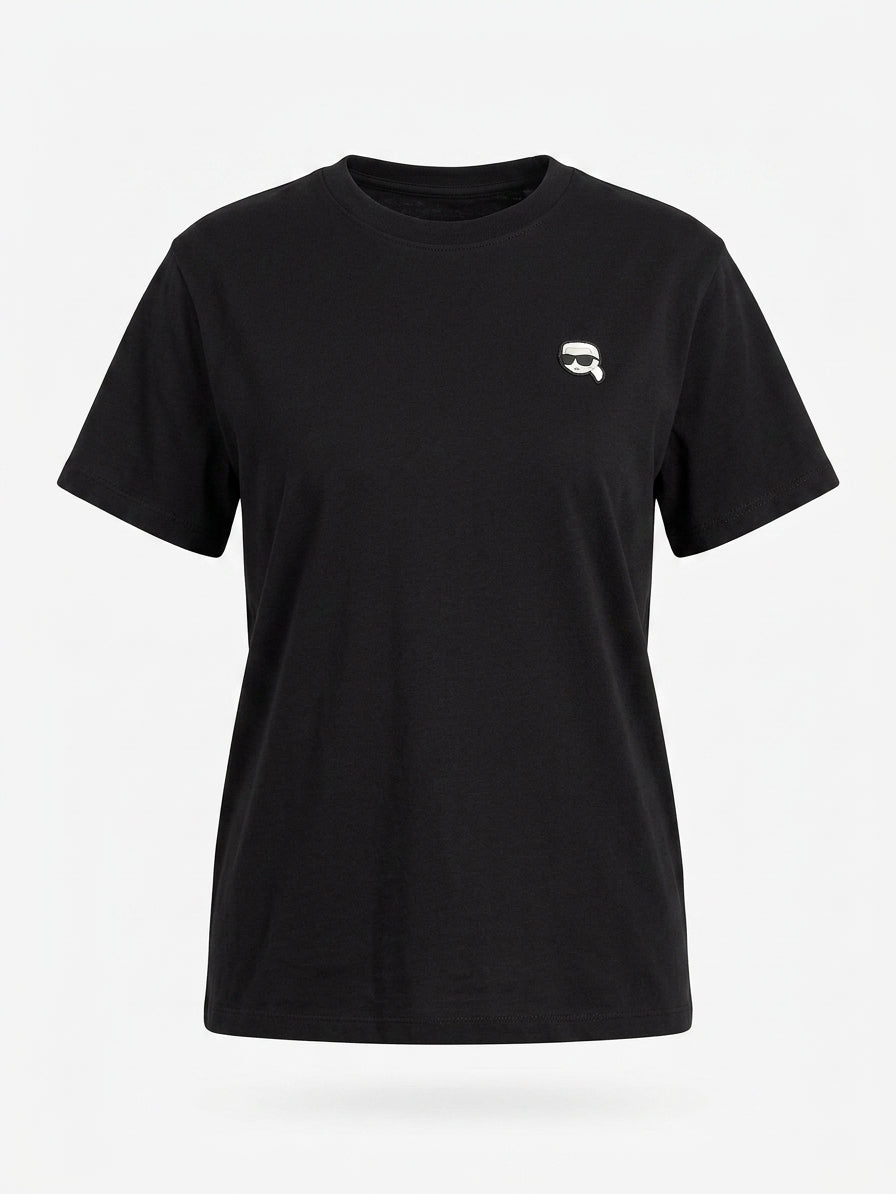 T-shirt Damski Karl Lagerfeld 245W1712 Casual Czarny Z Logo
