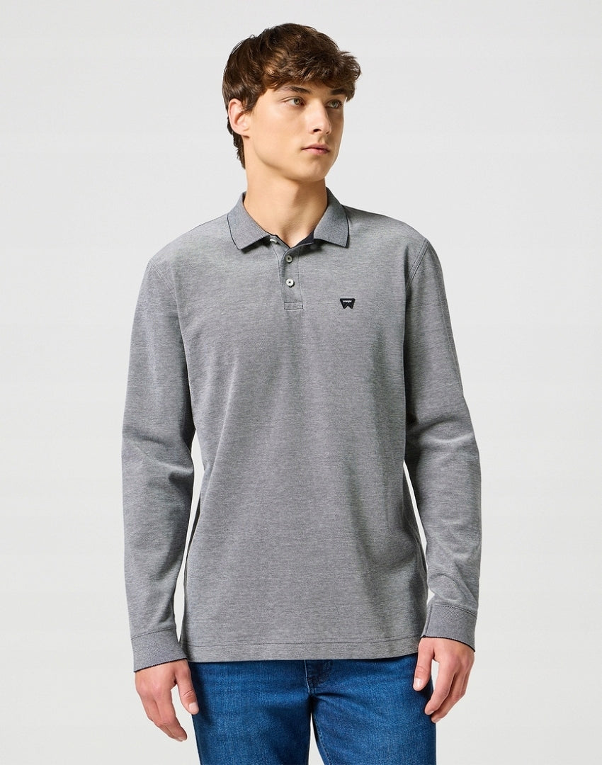 Wrangler Szara Koszulka Polo Męska na Długi Rękaw Ls Refined Polo r.M